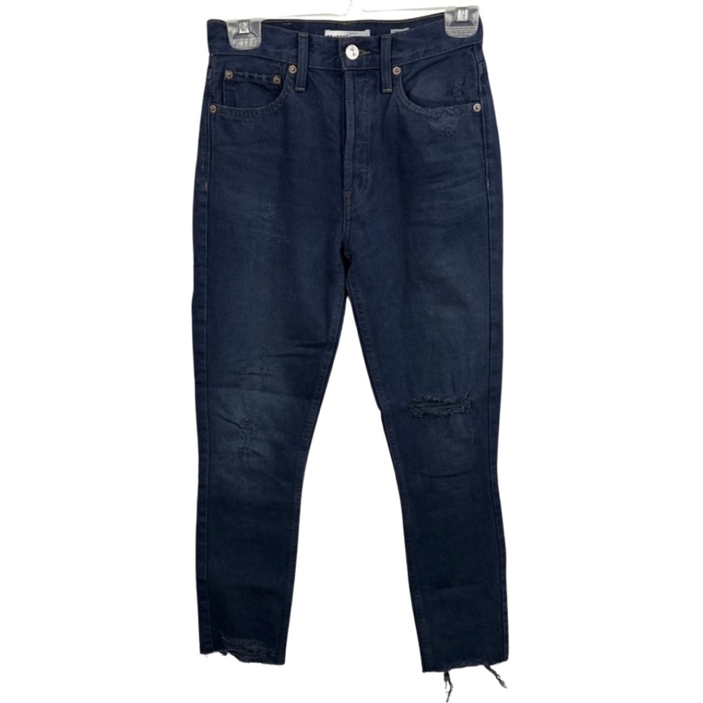 RE/DONE Originals High Rise Slim Straight Medium Extra Destroy Jeans - Size 25